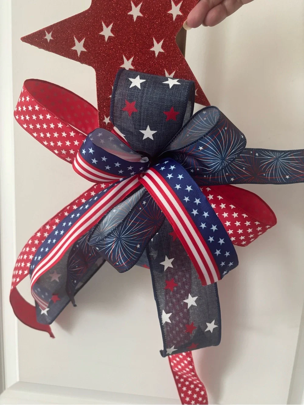 Patriotic Star ⭐️ Firework Ribbon Bow - Red, White & Blue Custom NEW Final Sale
